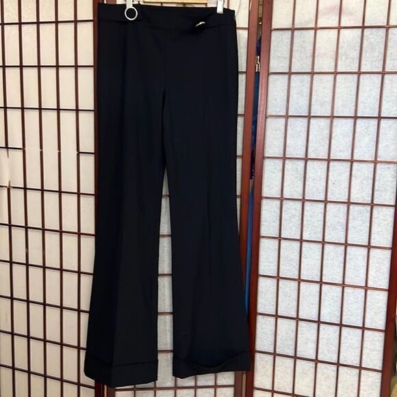 TORY BURCH CUFF FLARE LEG BLACK DRESS PANTS SIZE 4 - Picture 1 of 9